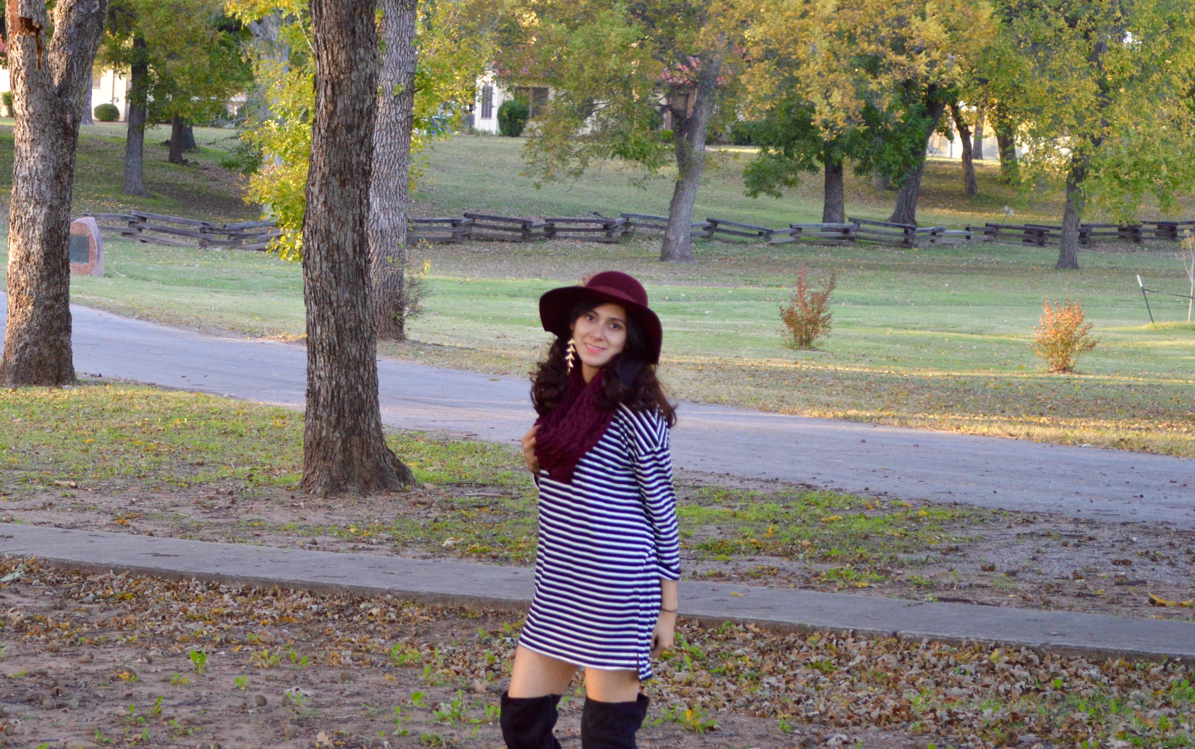 boots, Burgundy hat and scarf, 2015 fall outfit 