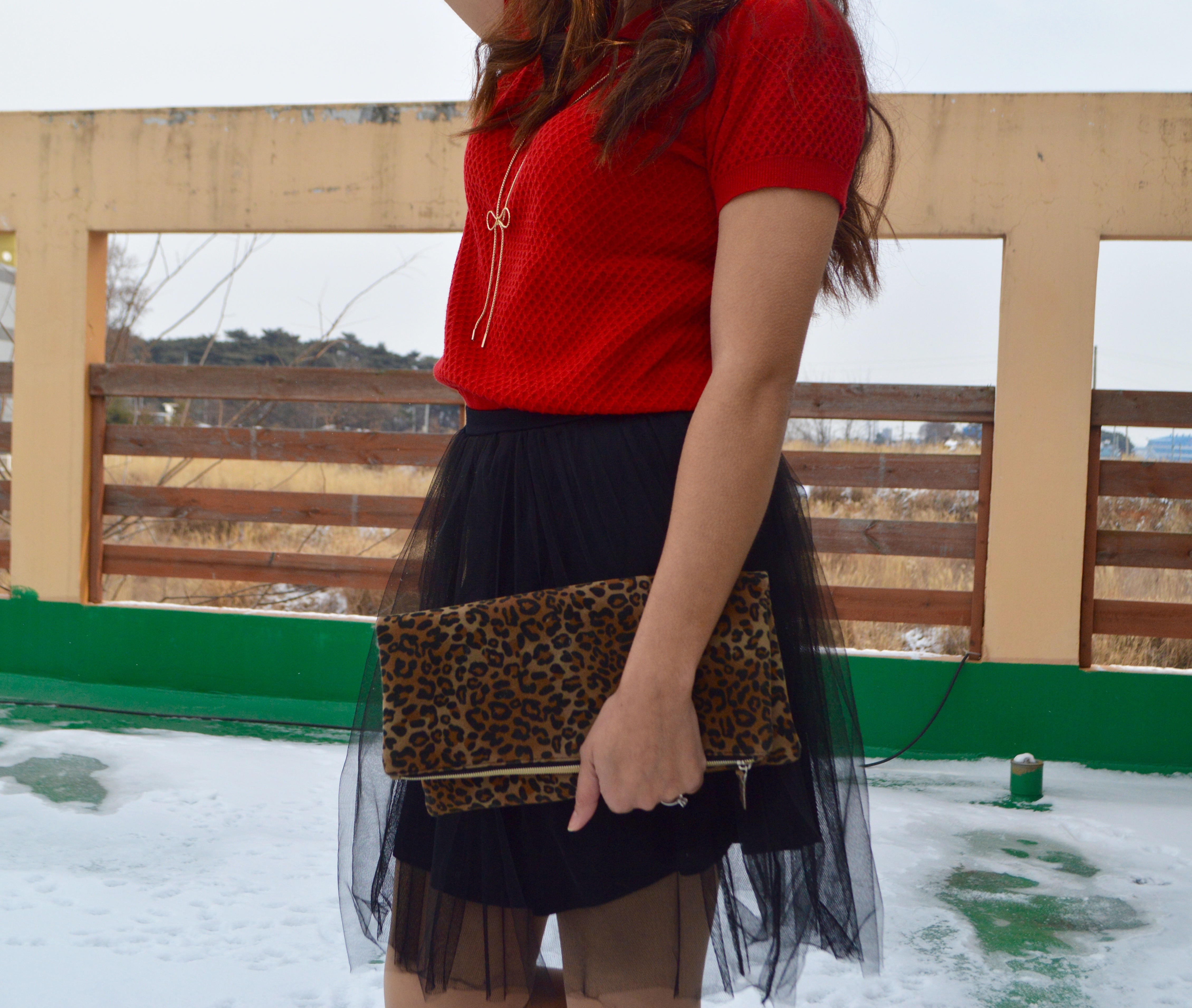 leopard, leopard clutch, clutch, fashion, what to wear, vday outfit, valentines outfit ideas, fashion blogging for beginners, how to blog about fashion, valentines inspiration, inspiration, tulle skirt, tulle earrings, tulle, mary jane heels, red heels, the perfect vday outfit, date night, girls night, how to blog, 