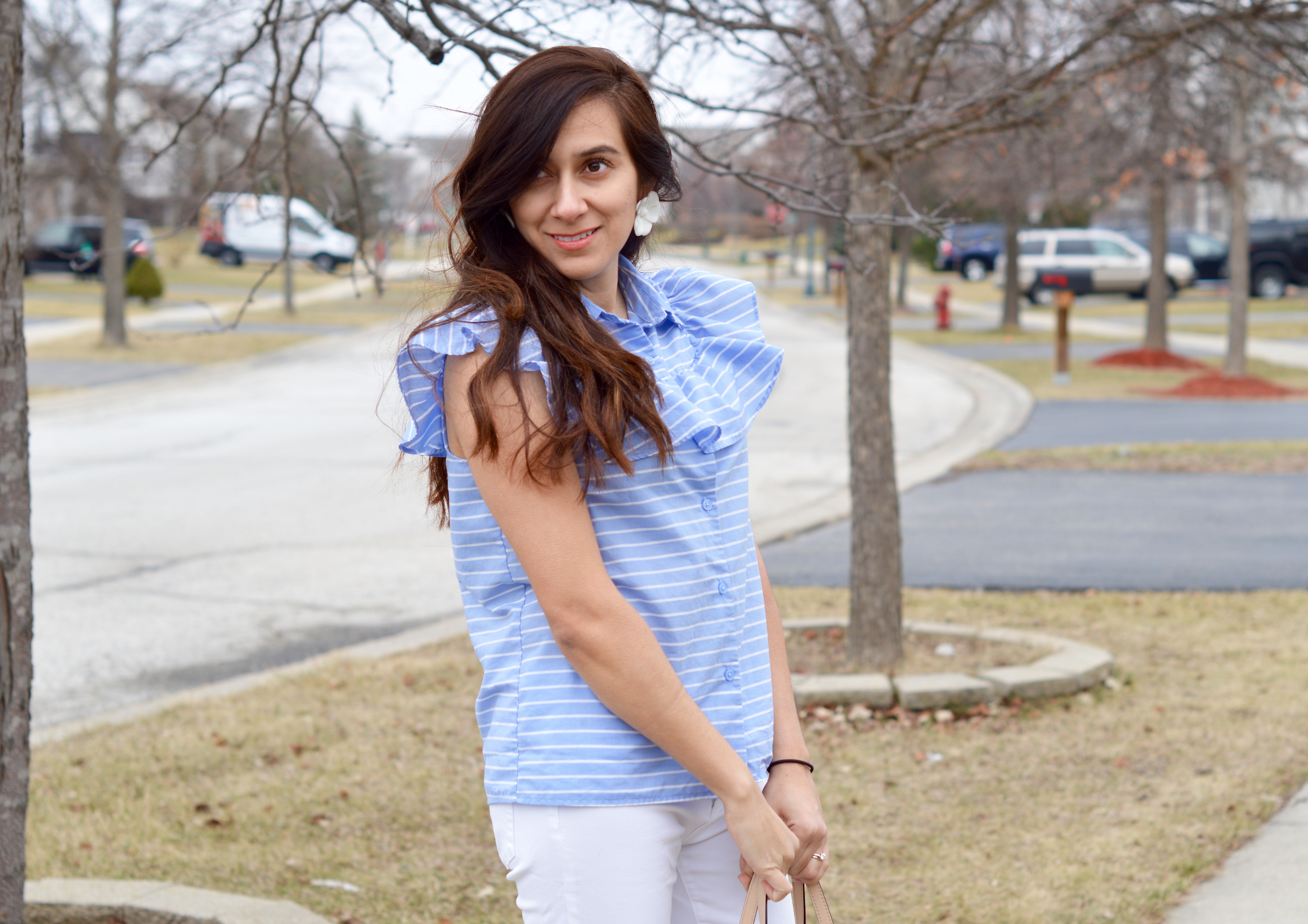 target style, ruffles, liketoknowit, OTS Tops spring shopping, spring shopping, women clothes, bauble bar, statement earrings, spring fashion, spring fashion, shop my blog, shopping, shop what I wear, fashion blog, fashion blogger, fashion, style