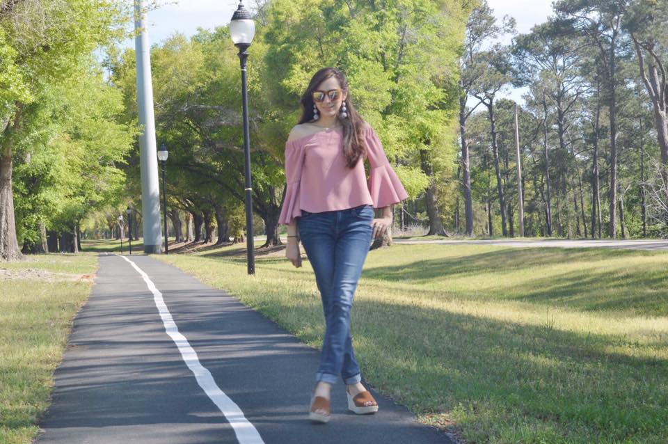 Off the shoulder top, on sale, Topshop, Spring tops, Nordstrom tops for spring, liketoknowit, spring shopping, women clothes, bauble bar, statement earrings, spring fashion, shop my blog, shopping, shop what I wear, fashion blog, fashion blogger, fashion, statement jewelry 